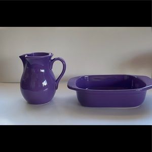 Chantal baking dish and pitcher. New without tag. Freezer, microwave and oven.